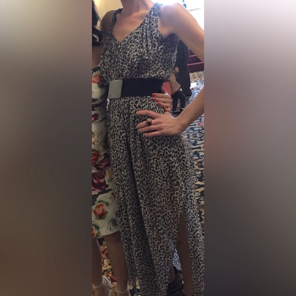 Michael Michael Kors Snow Leopard Print Handkerchief Maxi Dress